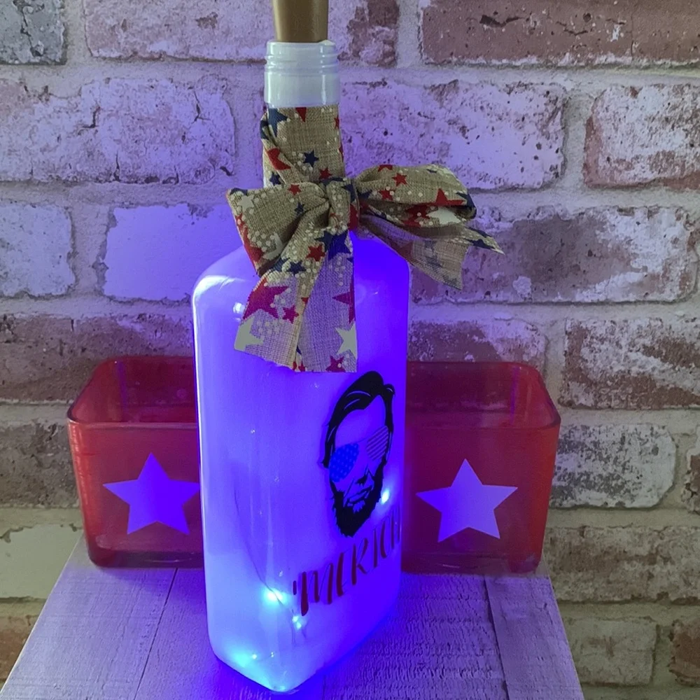 Handcrafted ‘Merica Abe Lincoln, spirit bottle lantern
